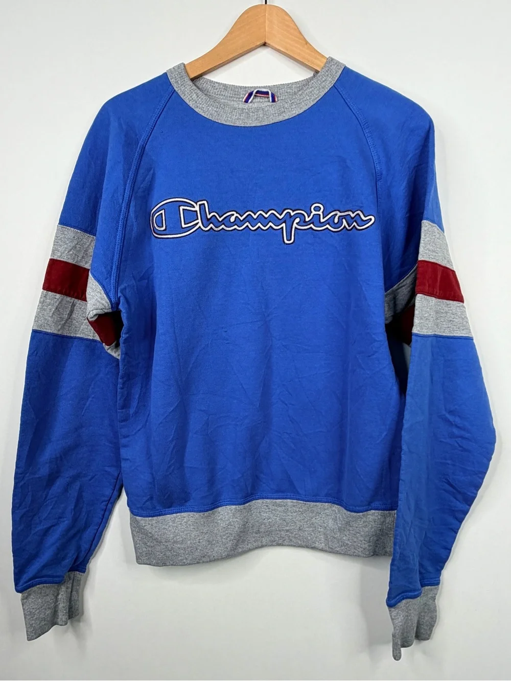 Champion Royal Blue Colorblock Logo Crewneck Sweatshirt